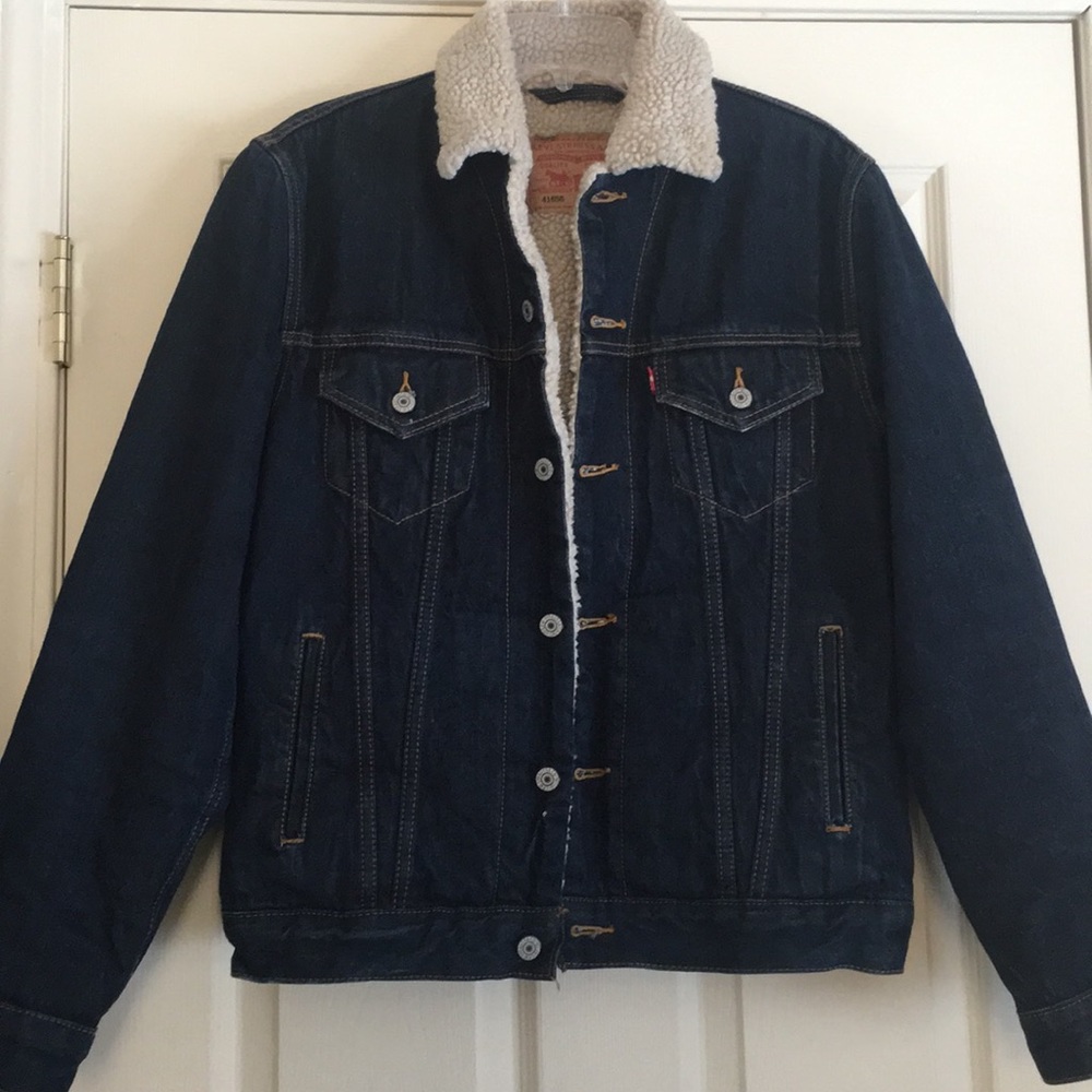 Levi's Dark Blue Denim Jacket with Faux Fur Lining